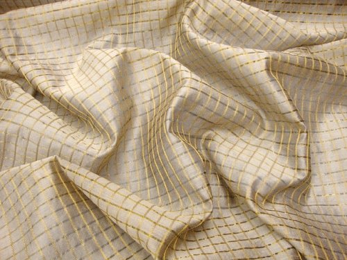 (image for) Beige/Gold Check Silk Fabric