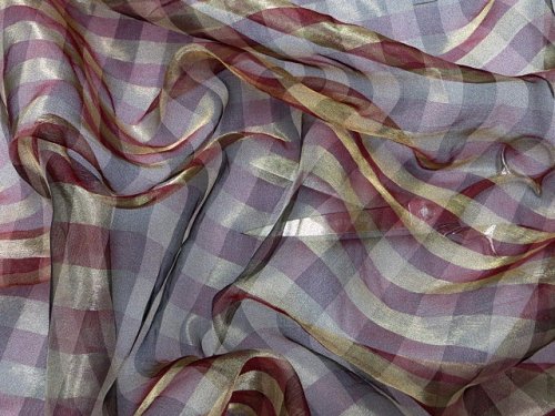 (image for) Burgundy/Gold Silk Check Fabric