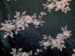 (image for) Black Taffeta with Black Glitter and Floral Pattern