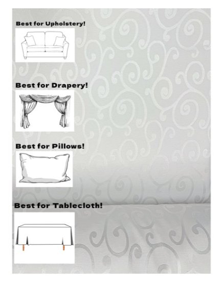 (image for) Optic White Home Decor Fabric | Design Swirl Daisy | Upholstery Fabric | Drapery Fabric | Pillow Fabric | Tablecloth Fabric