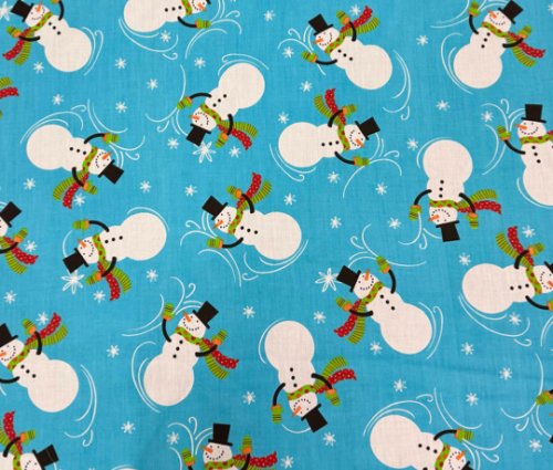(image for) Snowman Blue Print | Holiday Cotton Fabric