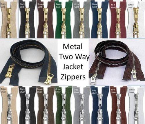 YKK Two-Way Metal Jacket Zippers YKK Two-Way Brass Jacket Zippers