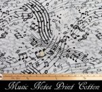 (image for) Music Notes Print Cotton Black and White