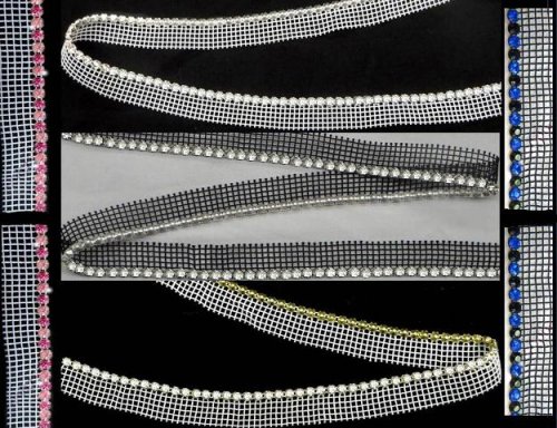 Silver rhinestone fabric trim 