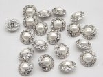 (image for) White/Silver Metal Buttons with Clear Rhinestone