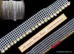 (image for) Czech Clear/Gold Rhinestone Trim with White Mesh