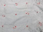 (image for) Embroidered Grey Dupioni Silk Fabric With Red Beads