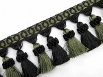 (image for) Black/Olive Tassel Fringe Trim