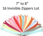 (image for) Lot of 16 Fashion Colors #2 Invisible Mesh/Sheer Tape (Ultra Light Weight) Closed-End Zippers