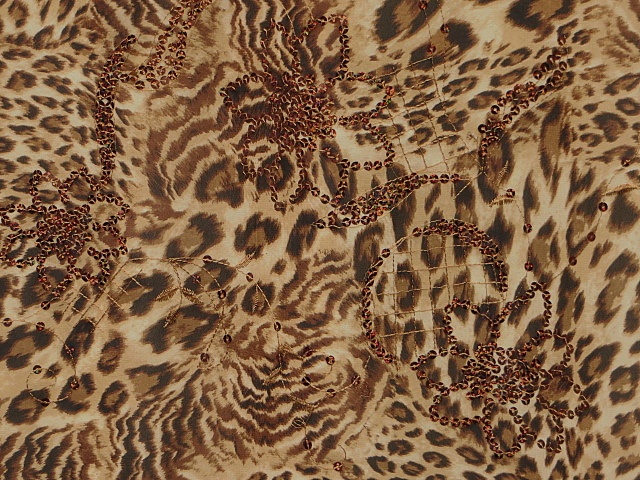 Black Brown Animal Print Chiffon With Sequin Black Brown Animal