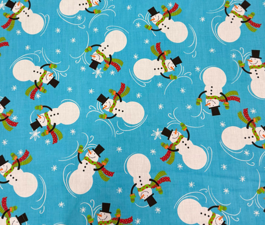 (image for) Snowman Blue Print | Holiday Cotton Fabric