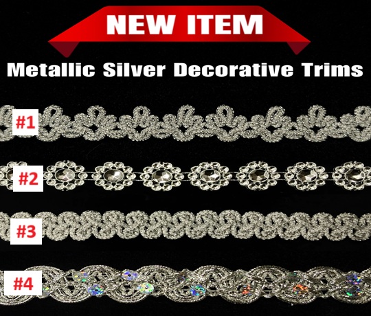 (image for) Metallic Silver Trims | Decorative Trims | Metallic Silver Stones | Trims for Fast Shipping