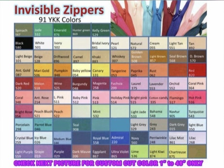 (image for) Invisible Zippers | Concealed Zippers 95 Colors