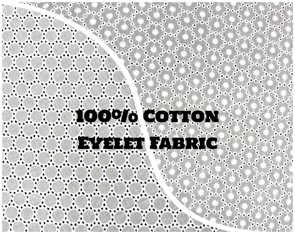 (image for) White 100% Cotton Eyelet Fabric - Sold by the Yard