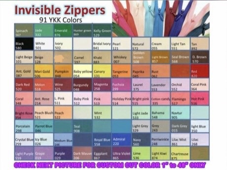 (image for) Invisible Zippers | Concealed Zippers 95 Colors
