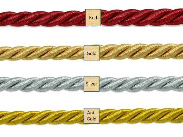 3-yds.-Vintage-New Twisted Soutache Plied Red, Gold Cord Rope Trim,  made-in-USA