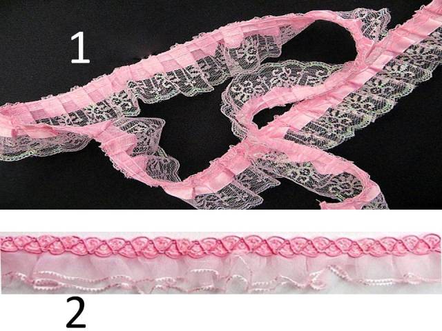 Gathered Pink lace by the yard 1.75-inch Gathered Iridescent Lace with Pink  Ribbon, Huntington Fabric Depot [TR0265] - $1.99 : Buy Cheap & Discount  Fashion Fabric Online